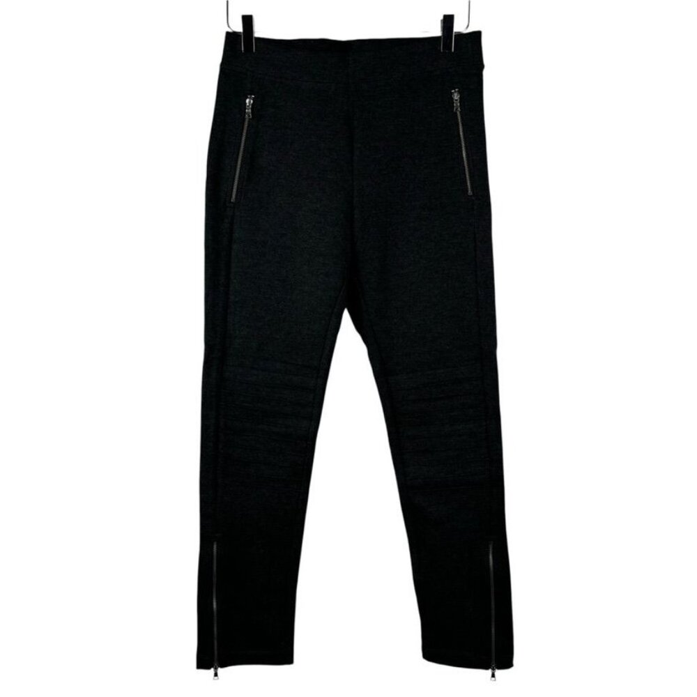 GAP leggings M Gray Moto Ponte charcoal zipper ankle thick motorcycle pull on